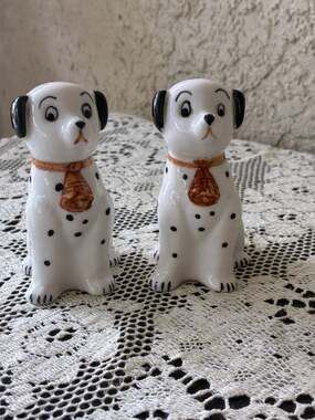 Vintage Ceramic Dalmatian Dog Salt and Pepper Shakers Set